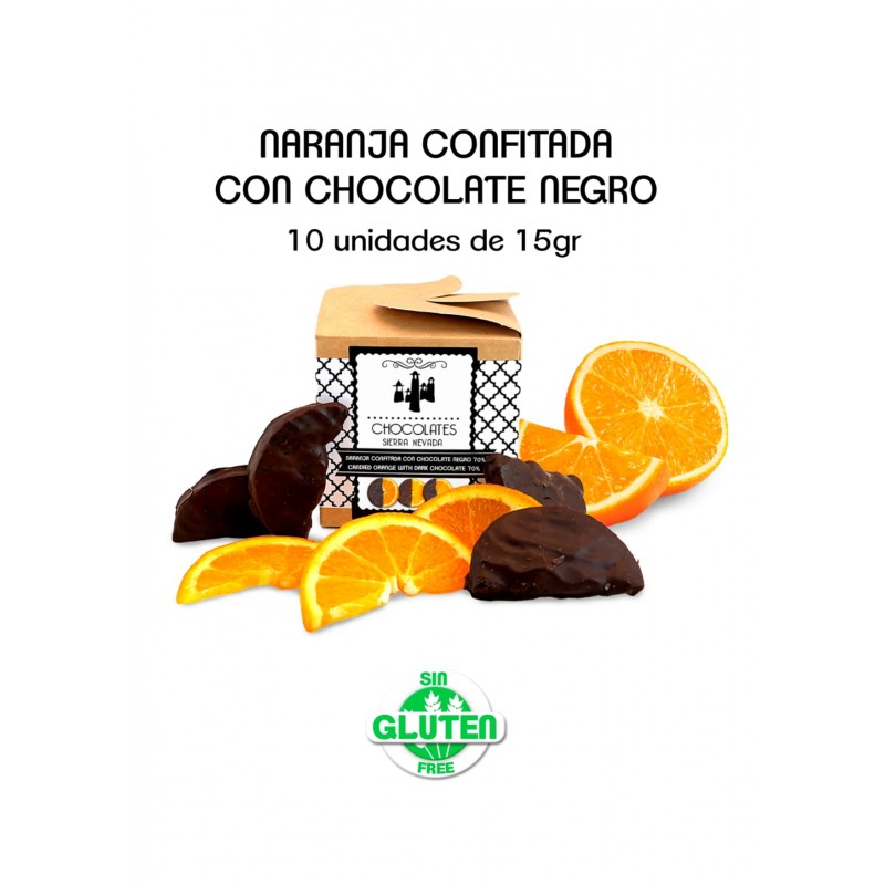 NARANJA CONFITADA CON CHOCOLATE NEGRO 70%